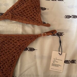 Acacia Swimwear Tan Crochet Bikini Set